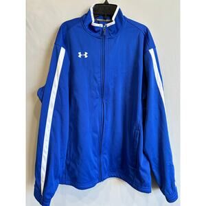 Under Armour Track Jacket Mens sz Medium Athletic Gorpcore Blue & White Full Zip